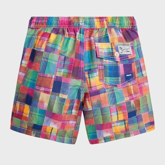 Polo Ralph Lauren Traveler Ikat Patchwork Colorful Plaid Swim Trunks XL 18-20 - Picture 2 of 9